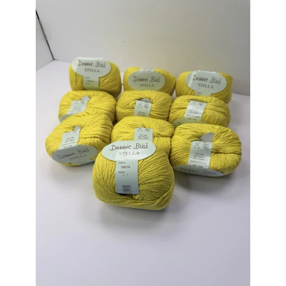 10 Skeins Debbie Bliss Stella Yellow Silk Rayon Cotton